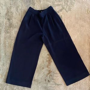 J.Crew cropped, wide leg, pleated pant. Elastic waist. Size 0